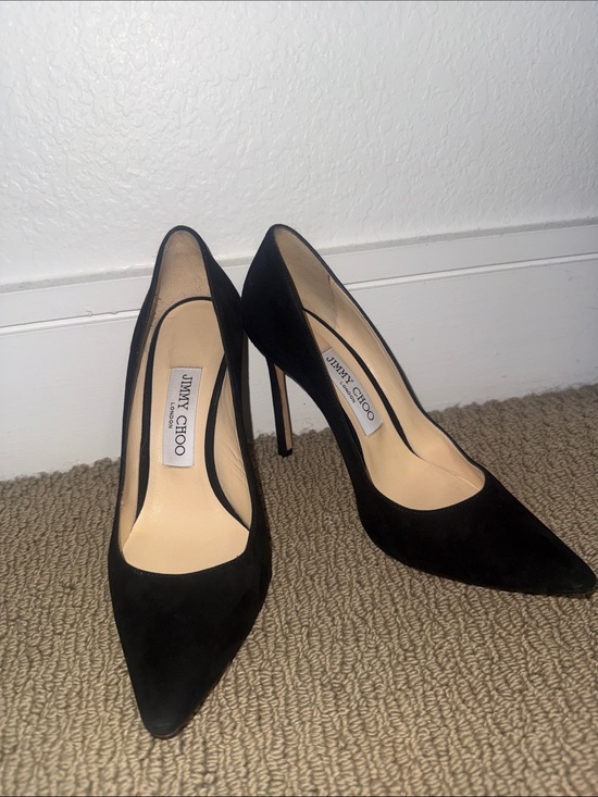 Jimmy Choo Shoes - Jimmy Choo Black Suede Pointed Pump Heels